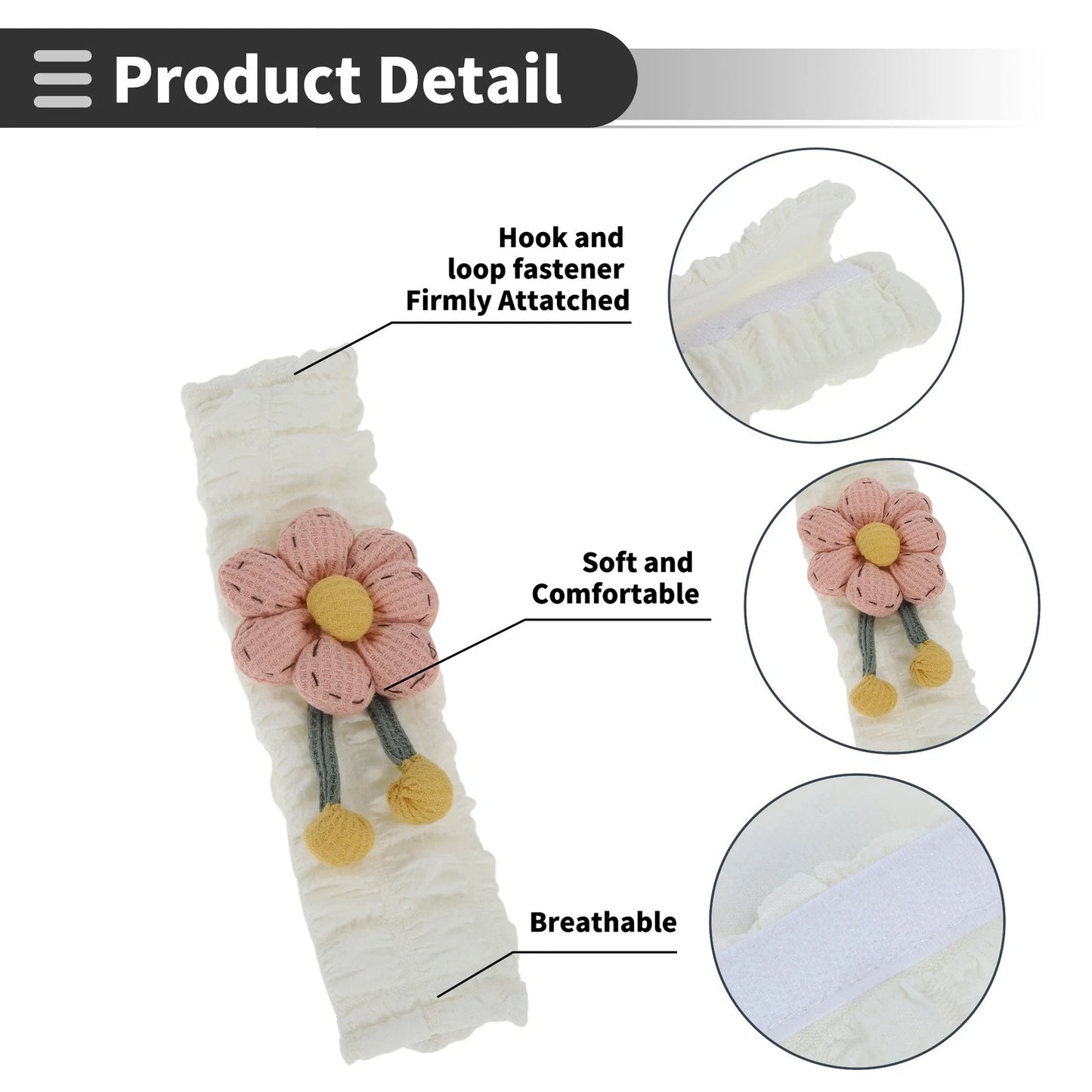 Set of 2 Pink Seat Belt Cover Pads for Universal Fit (25cm)