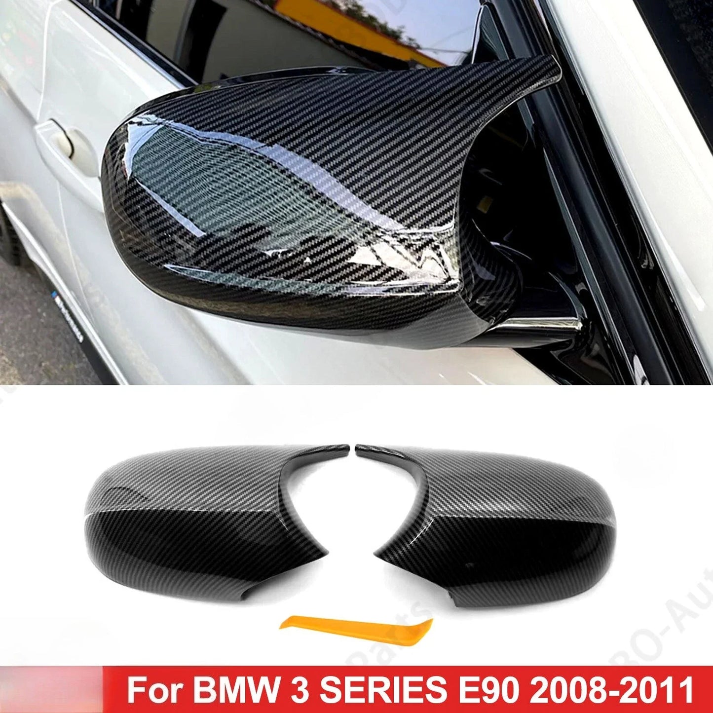 Carbon Fiber M3 Style Mirror Cover Caps for BMW E90 E92 E93 (2005–2013)