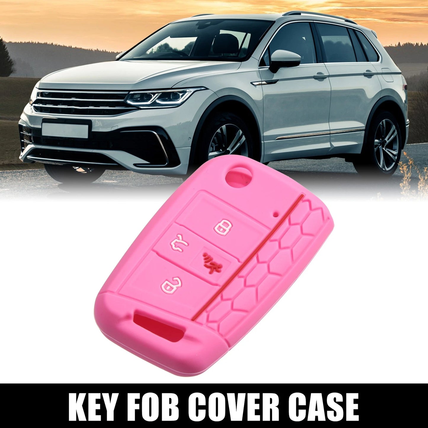 1 Pcs Pink Silicone Key Fob Cover for VW (Various Models)