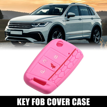 1 Pcs Pink Silicone Key Fob Cover for VW (Various Models)