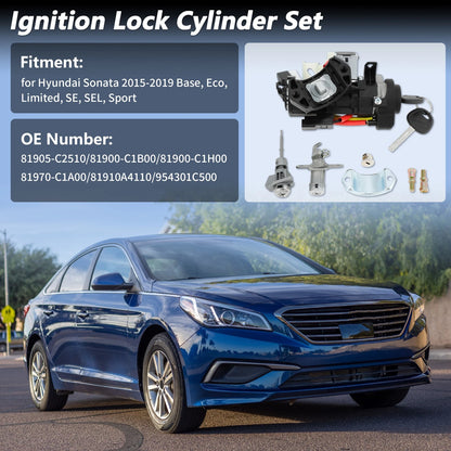 Set of 1 Ignition Lock Cylinder Assembly for Hyundai Sonata (2015–2019)