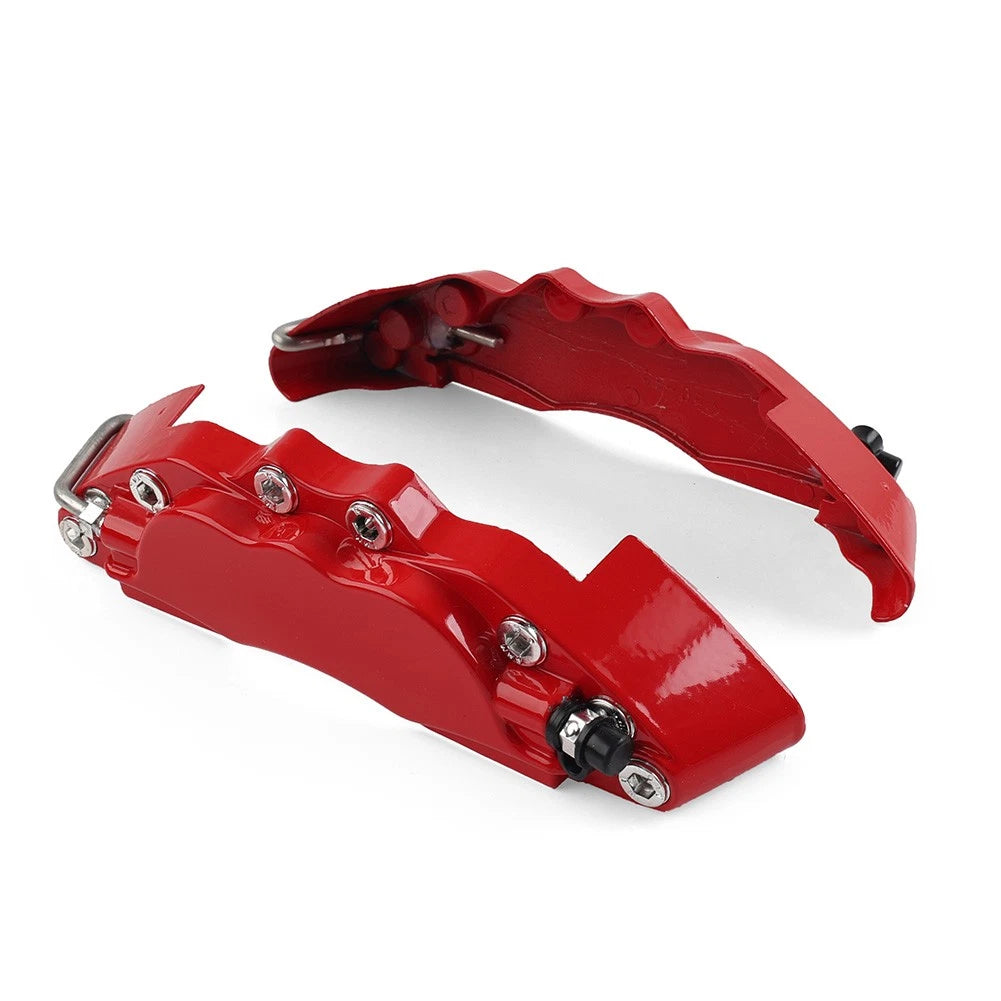 Set of 4 Metal Disc Brake Caliper Covers for Universal Fit (Small Size) Red