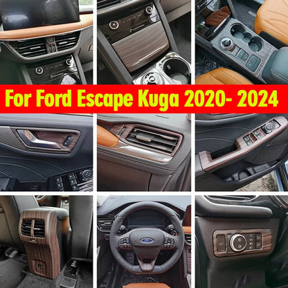 Wood Grain Gear Shift Panel Trim for Ford Escape Kuga (2020–2024)
