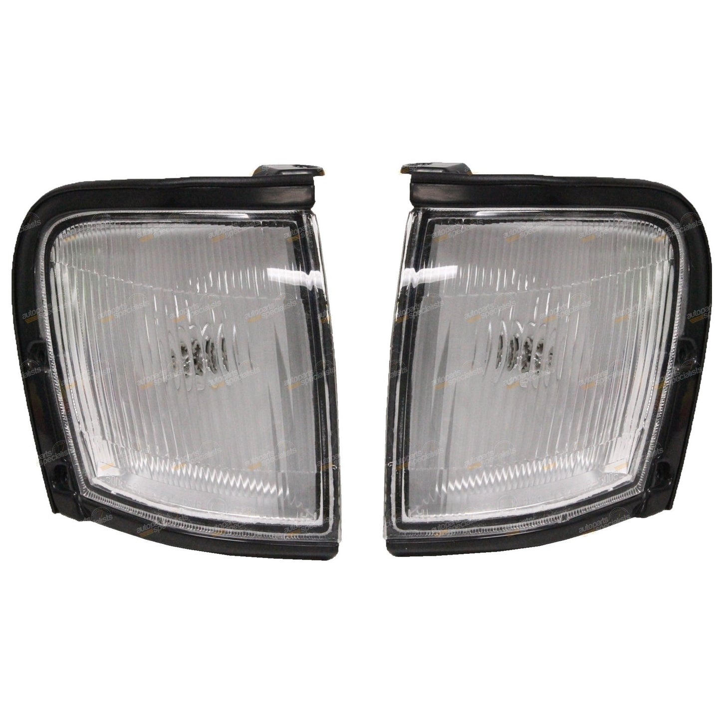 Set of 2 Black Trim Clear Corner Park Lights for Holden Rodeo (1997–2001)