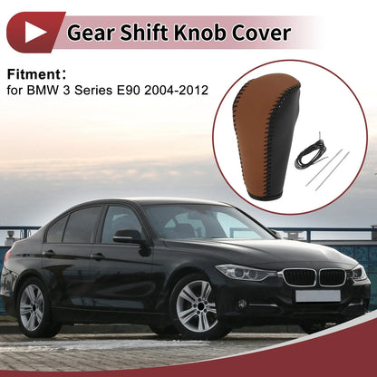 Gear Shift Knob Cover for BMW 3 Series E90 (2004-2012) Black Faux Leather