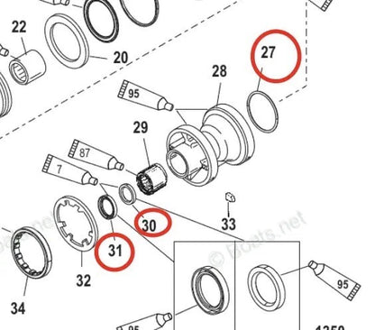 Lower Gearcase Seal & O-ring Kit for Mercury Engine