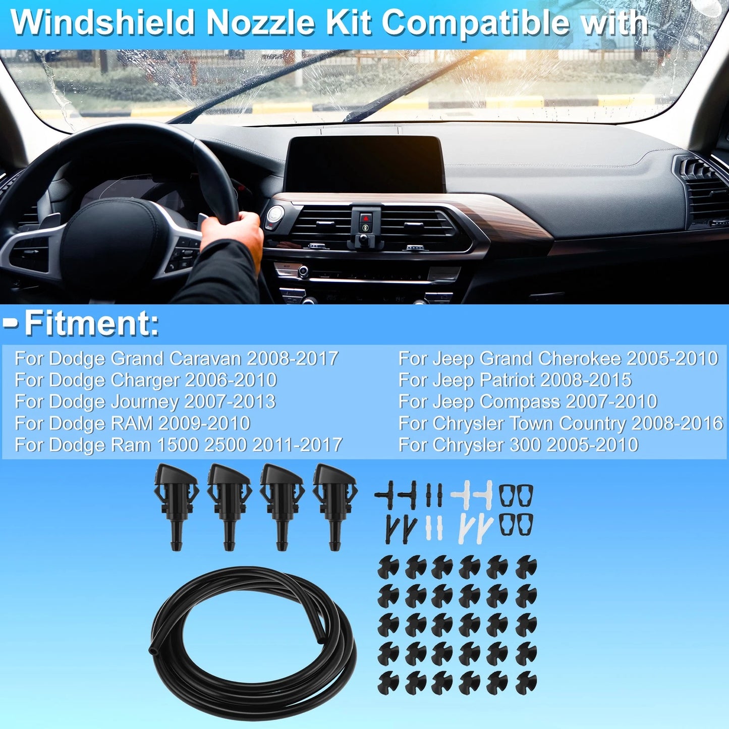 Windshield Washer Nozzle Kit for Dodge Grand Caravan (2008–2017) 4805742AB