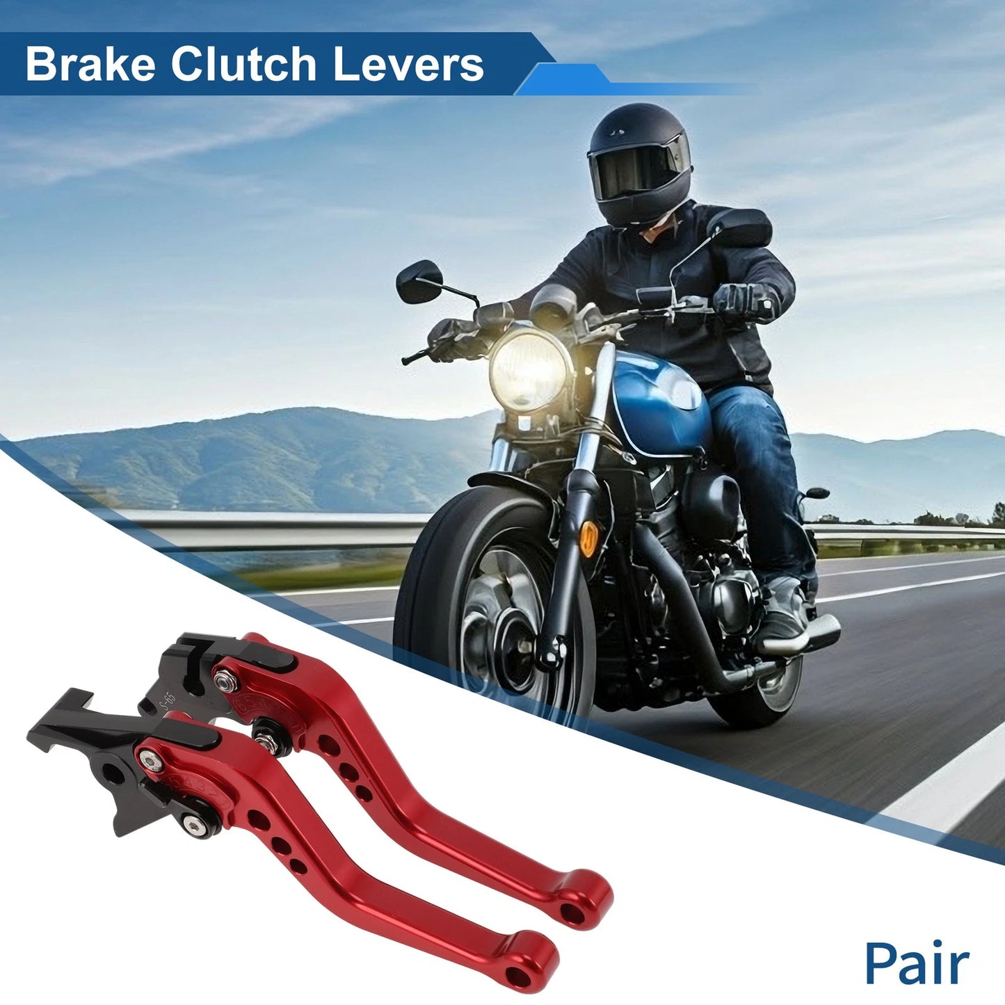 Adjustable Short Brake Clutch Levers for Suzuki SV650 (1999–2009) Red 1 Pair