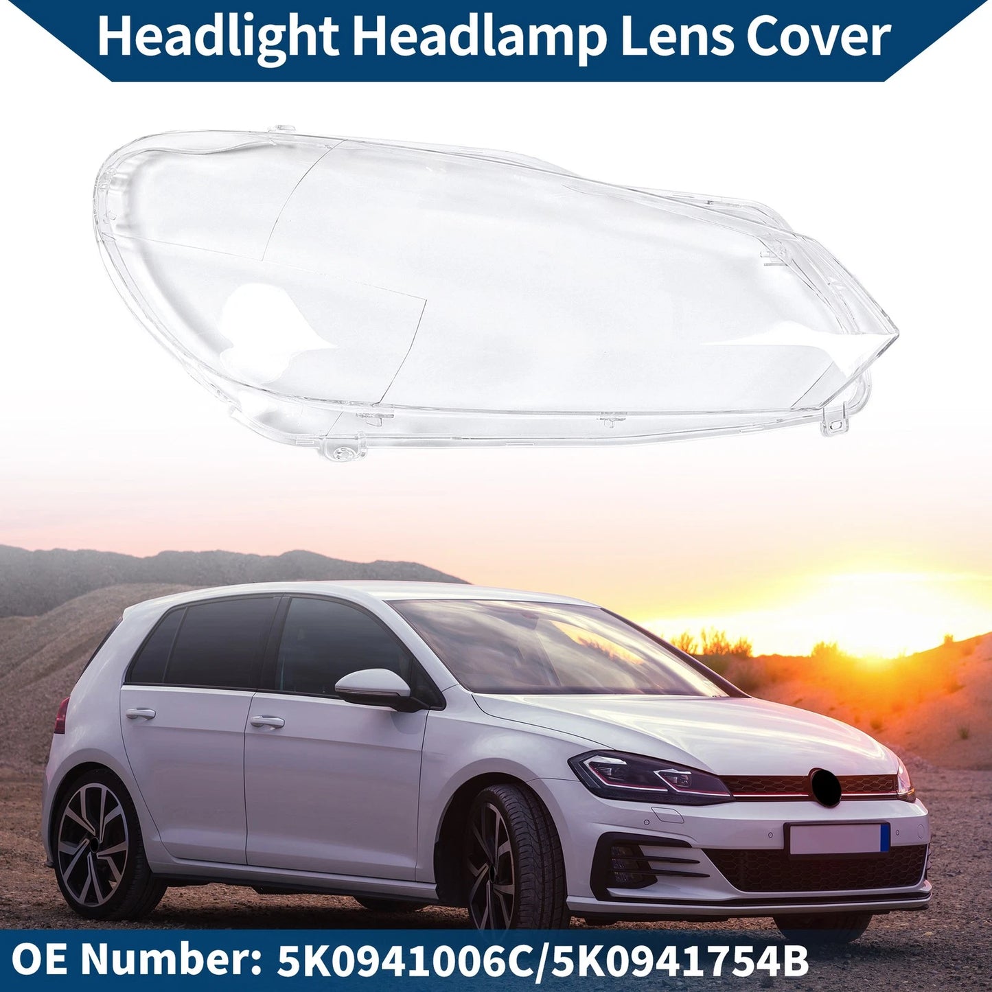1 Pc Headlight Lens Cover for VW Golf (2006–2010) No. 5K0941006C Clear