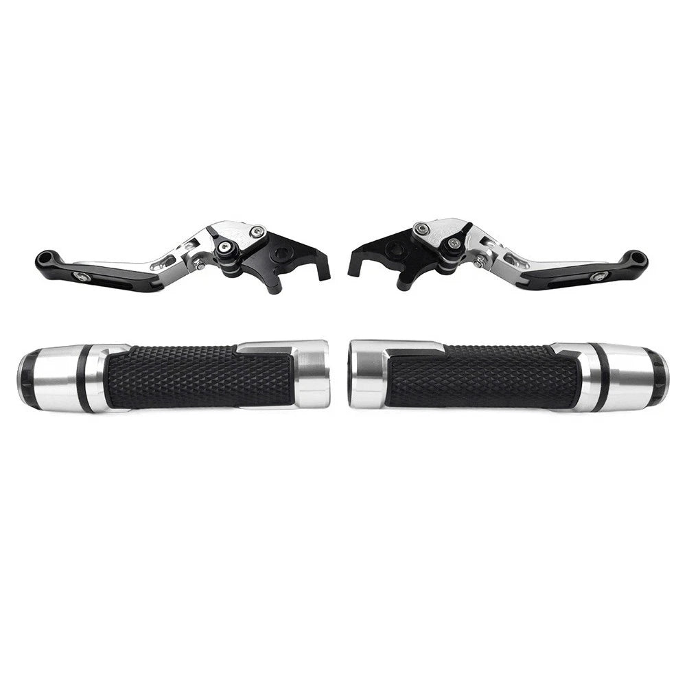 Set of 2 Handlebar Grips & Brake Clutch Levers for Kawasaki ZZR1400 GTR1400