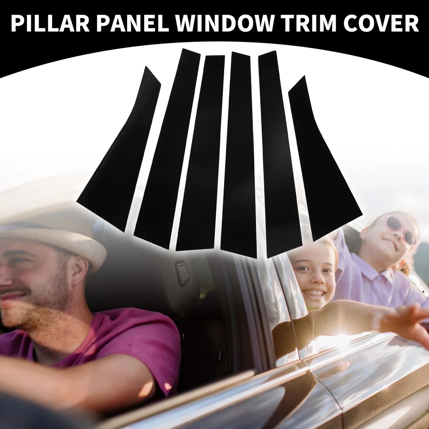 6 x Car Pillar Window Trim Covers for Chevrolet Impala (2006-2013) Black