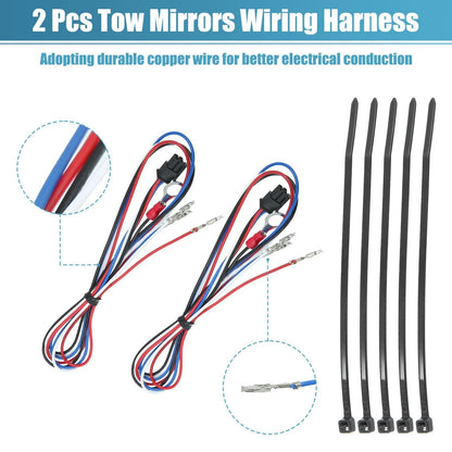 2 x Tow Mirrors Wiring Harness for Chevy Silverado, GMC Sierra (2014-2018)