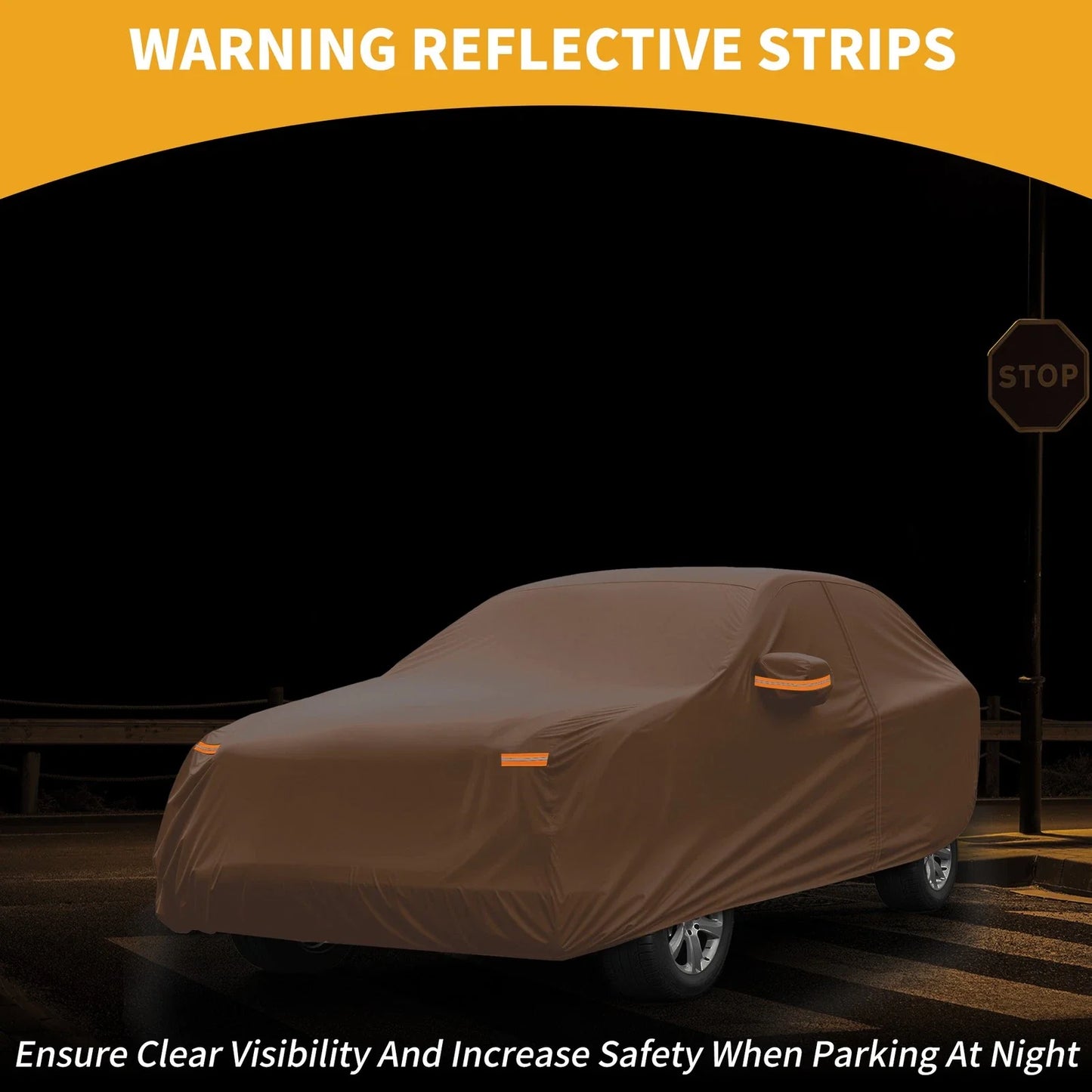 Car Cover 210D-PU Waterproof All Weather for BMW X5 Orange Zipper