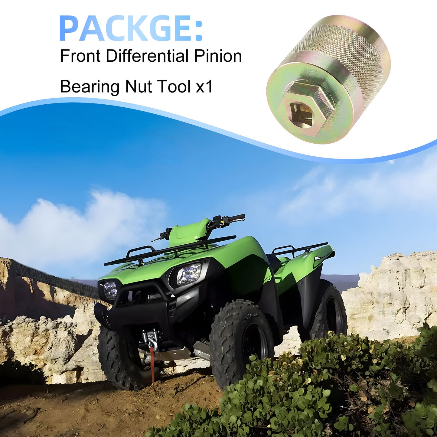 Front Differential Pinion Nut Tool for Kawasaki Prairie 650 700 (2002–2006)