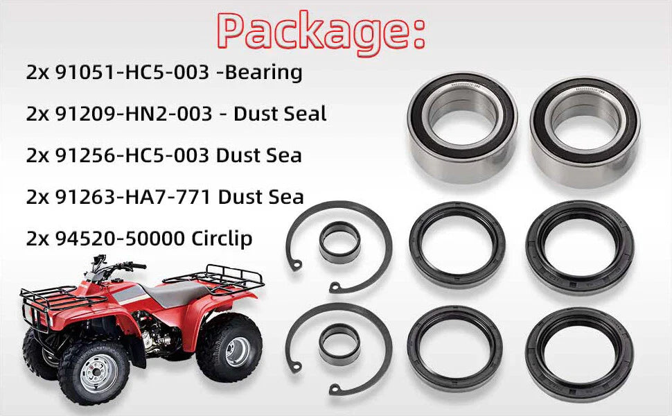 Front Wheel Bearing & Dust Seal for HONDA Rancher 400 420 TRX420 (2004-2014)