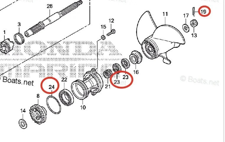 Lower Unit Gearcase Seal Kit for Honda BF25D BF30D (2000–2023)