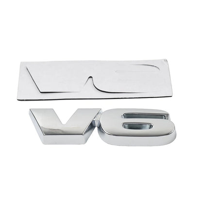 V6 Metal Logo Emblem Badge for Universal Cars (3D Silver)