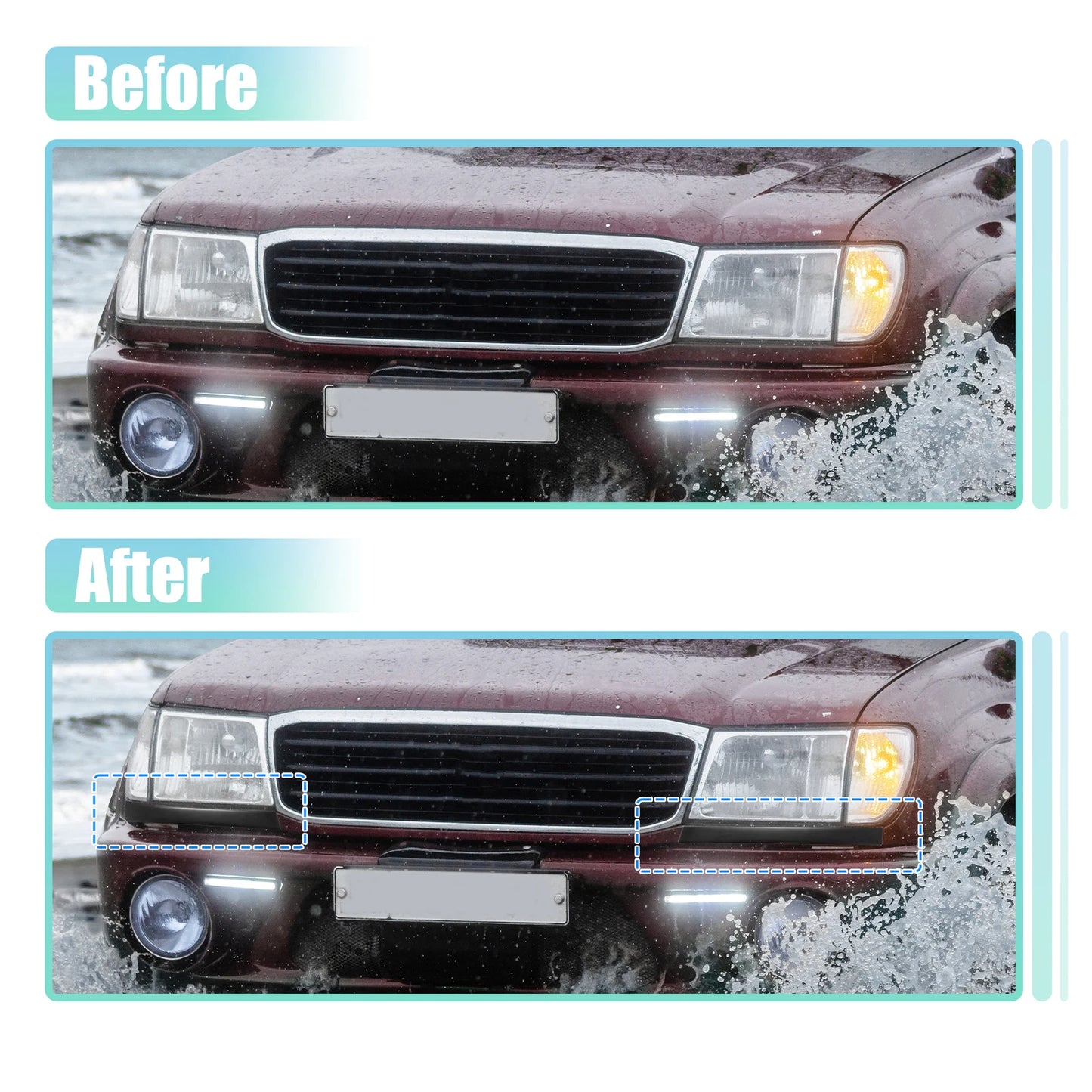 Pair Front Headlight Bumper Grille Filler for Toyota  52513-35040 52512-35040