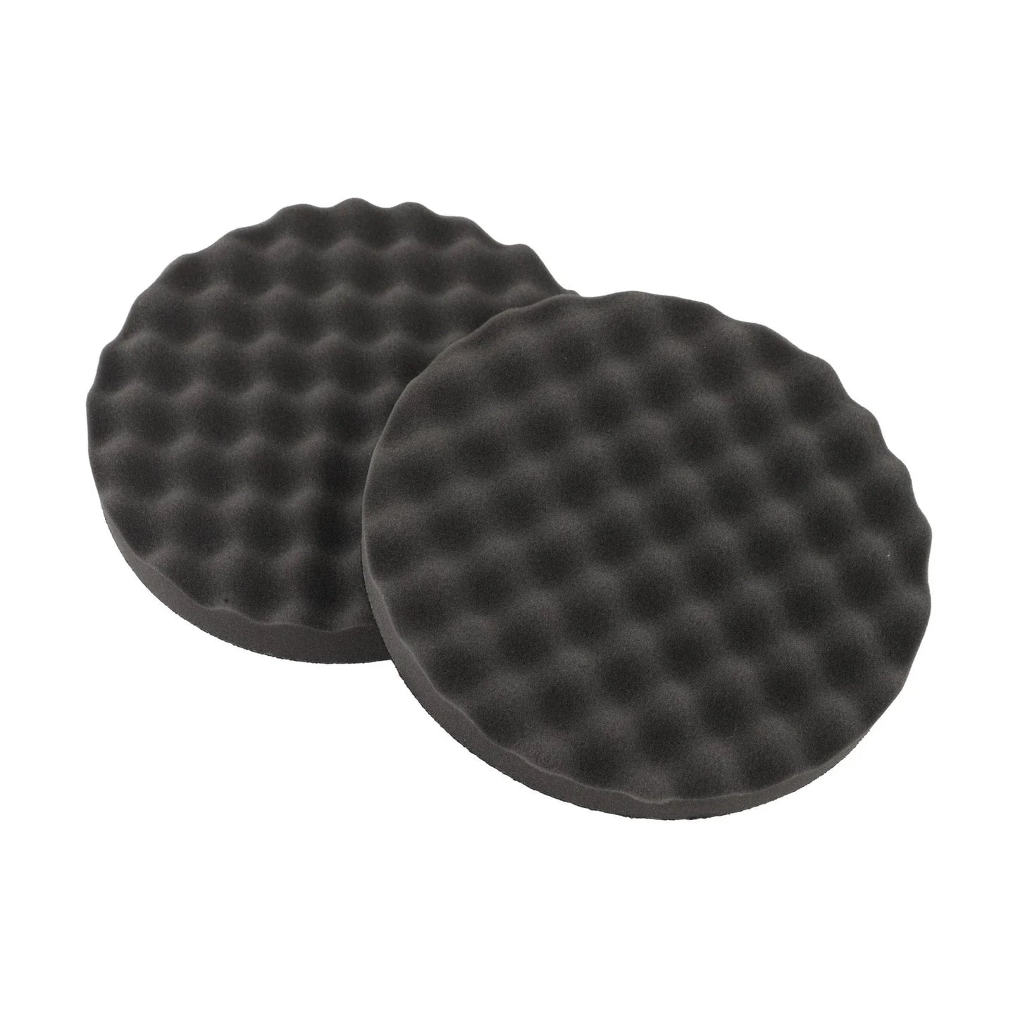 2 x Black Round Foam Compounding Polishing Pad Single Sided Flat Back