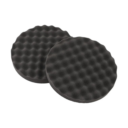 2 x Black Round Foam Compounding Polishing Pad Single Sided Flat Back