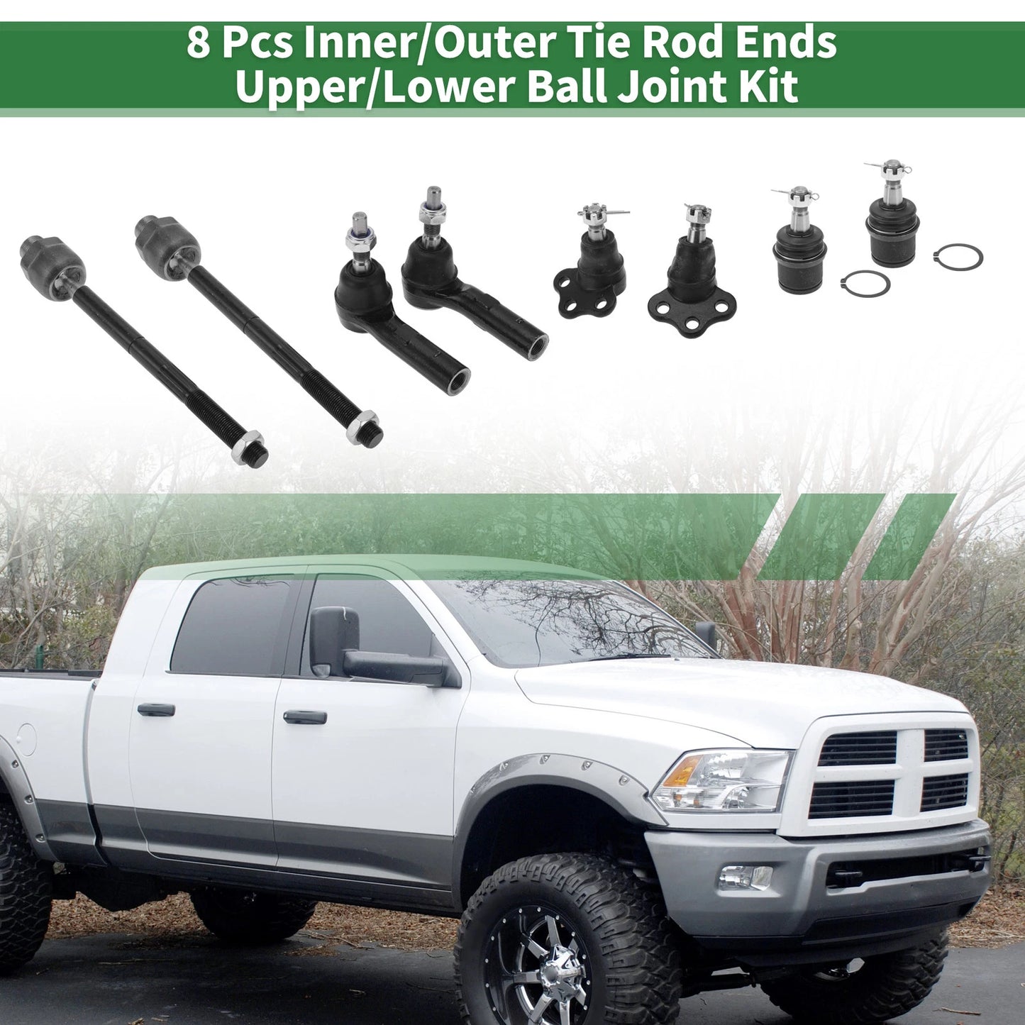 Set of 8 Tie Rod Ends & Ball Joints for Dodge Dakota