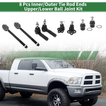 Set of 8 Tie Rod Ends & Ball Joints for Dodge Dakota