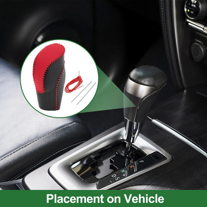 Gear Shift Knob Cover for Subaru Forester (2018–2023) Black Red Faux Leather