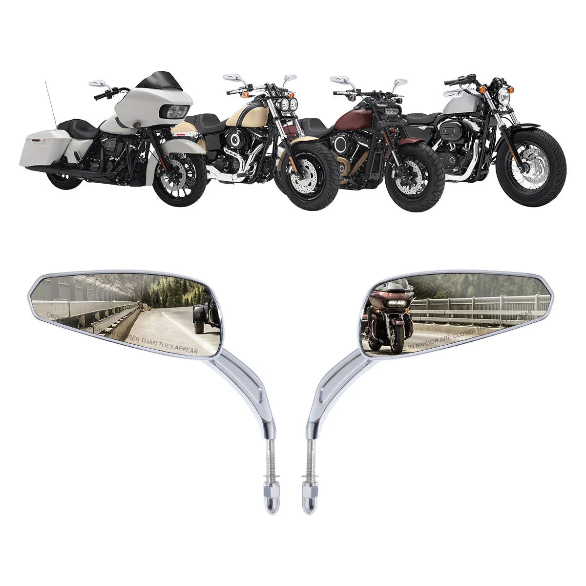 Chrome Rear-View Mirrors for Harley CVO Road Glide (2023-2024)