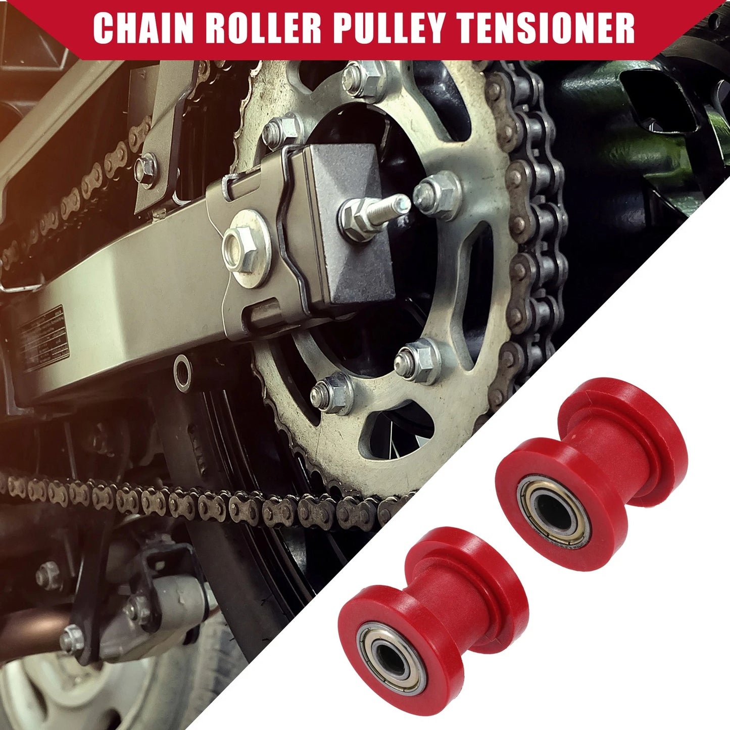Set of 2 Chain Roller Pulley Tensioner for Motorcycle Mini Bike ATV (8mm 10mm)