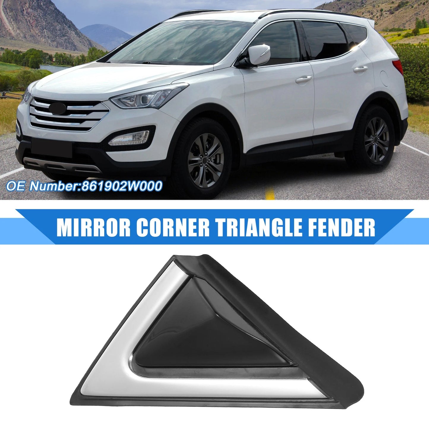 Right Mirror Corner Triangle Fender Cover for Hyundai Santa Fe (2013–2018) No. 861902W000