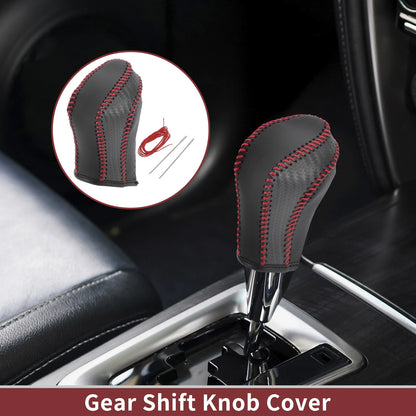 Gear Shift Knob Cover for Nissan Maxima (2016–2023) Black Red Faux Leather
