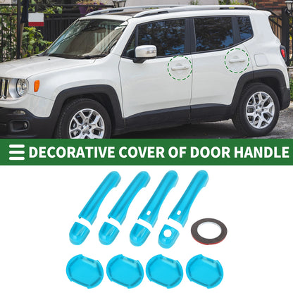 Set of 4 Exterior Door Handle Covers for Jeep Renegade (2015–2021) ABS Light Blue