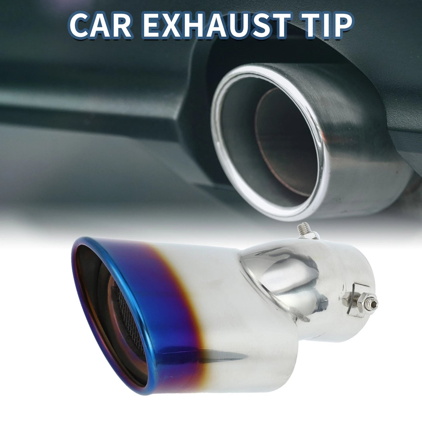1Pc Slant Exhaust Tip 2.3" Inlet for Honda Civic (2016–2019) Burnt Blue