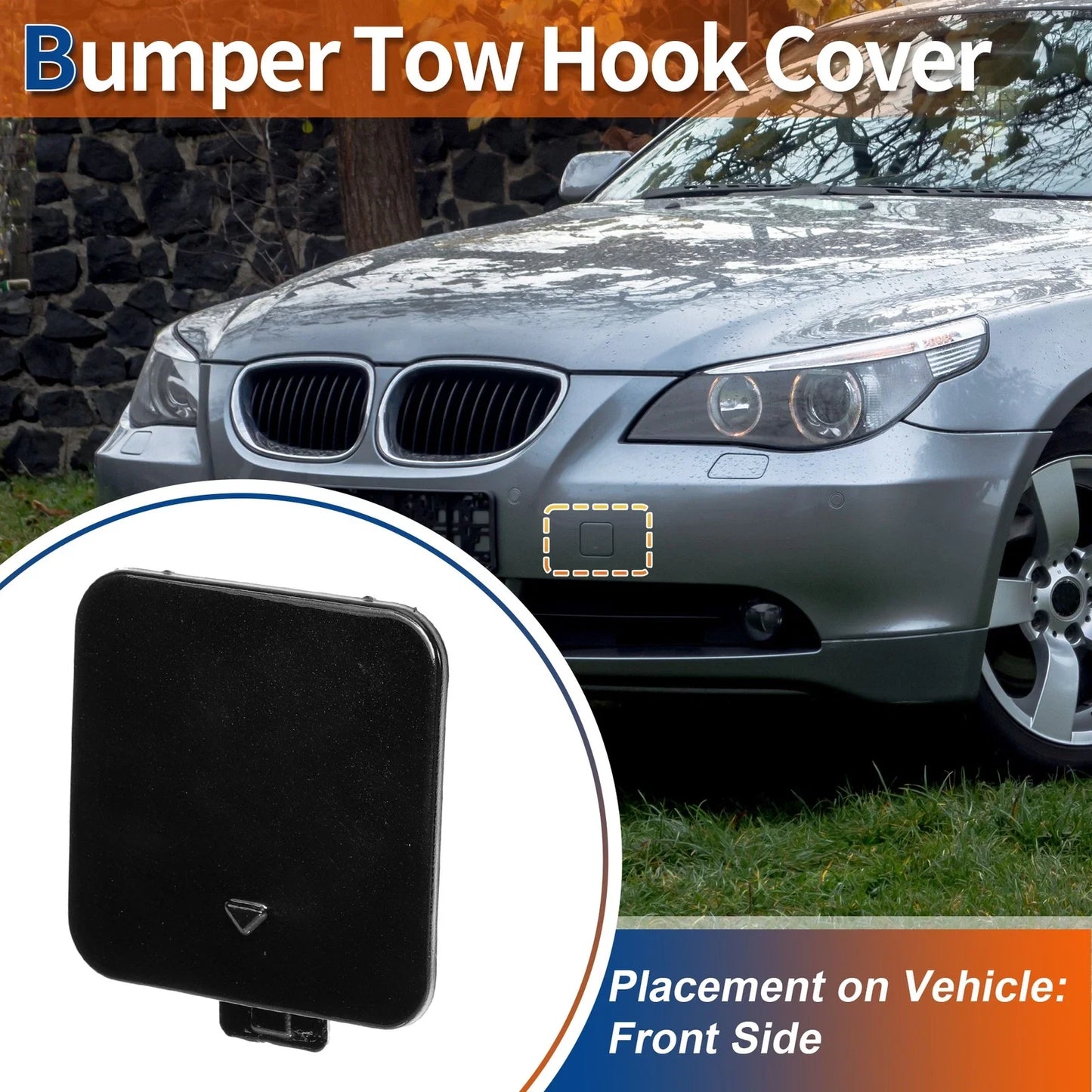 Front Car Bumper Tow Hook Cover for BMW 525i 530i 550i Black