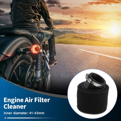 Set of 1 Motorcycle Air Filter Universal 41-43mm Rubber Foam Black
