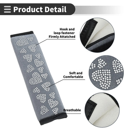 Set of 2 Gray Seat Belt Cover Pads for Universal Fit (23cm)