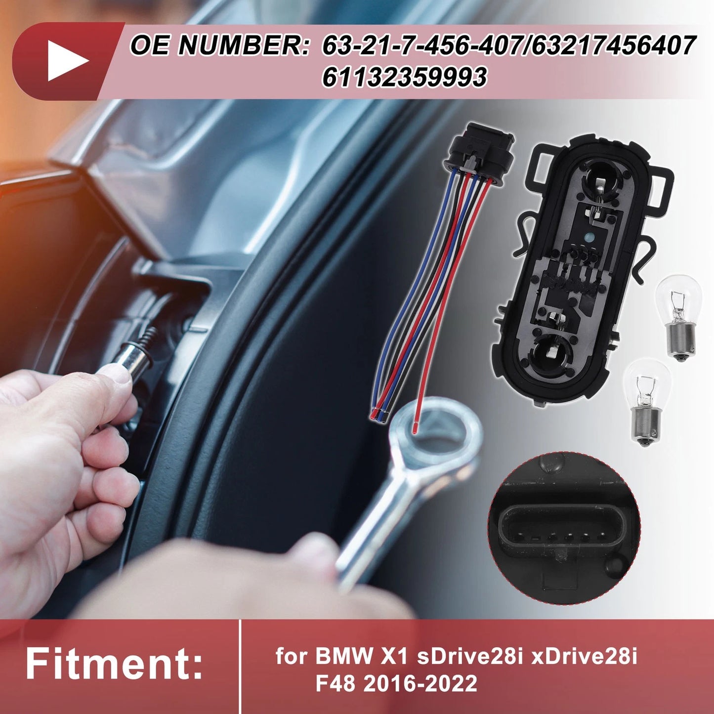 Tail Light Socket Wiring for BMW X1 (2016–2022) No. 63-21-7-456-407