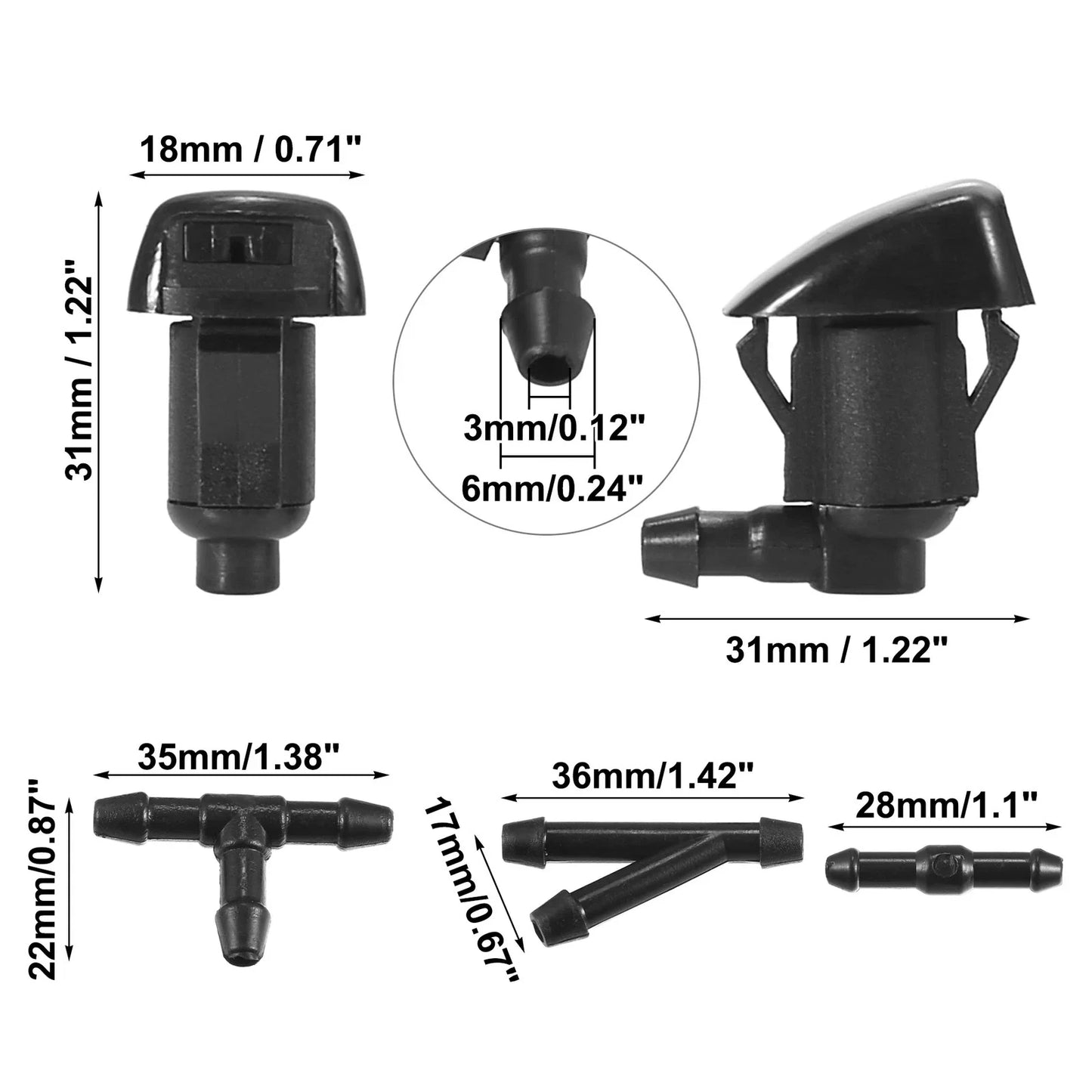 2 x Windshield Washer Nozzles & 2.5m Hose Kit for GMC Acadia (2011-2012)