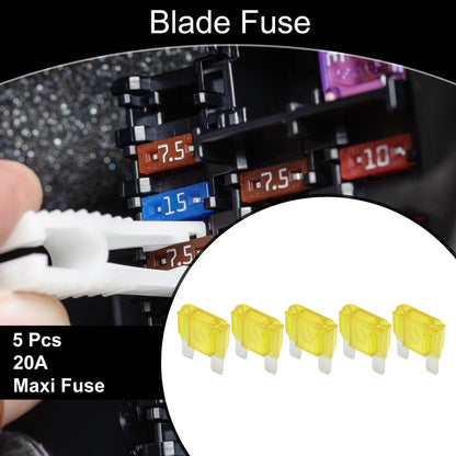 Set of 5 Maxi Fuse 20A Blade Fuse for Car Boat Truck RV Motorcycle