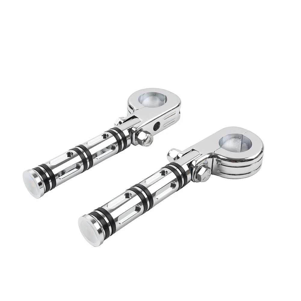 Engine Guard Bar Foot Pegs for Harley Yamaha (25-32mm, Chrome)