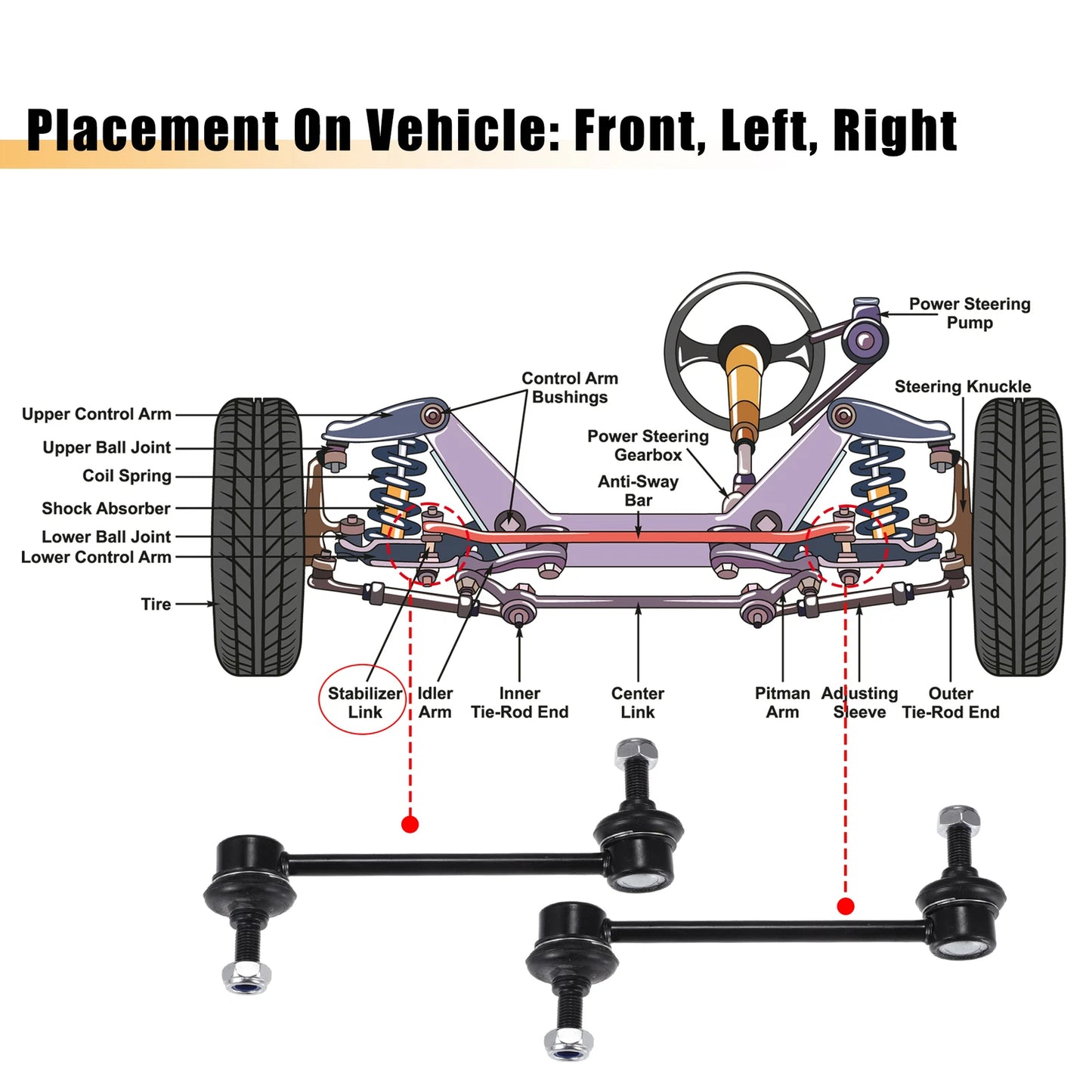 2X Front Stabilizer Sway Bar Links Kit for Ford Fusion (2011–2012) No.K750415