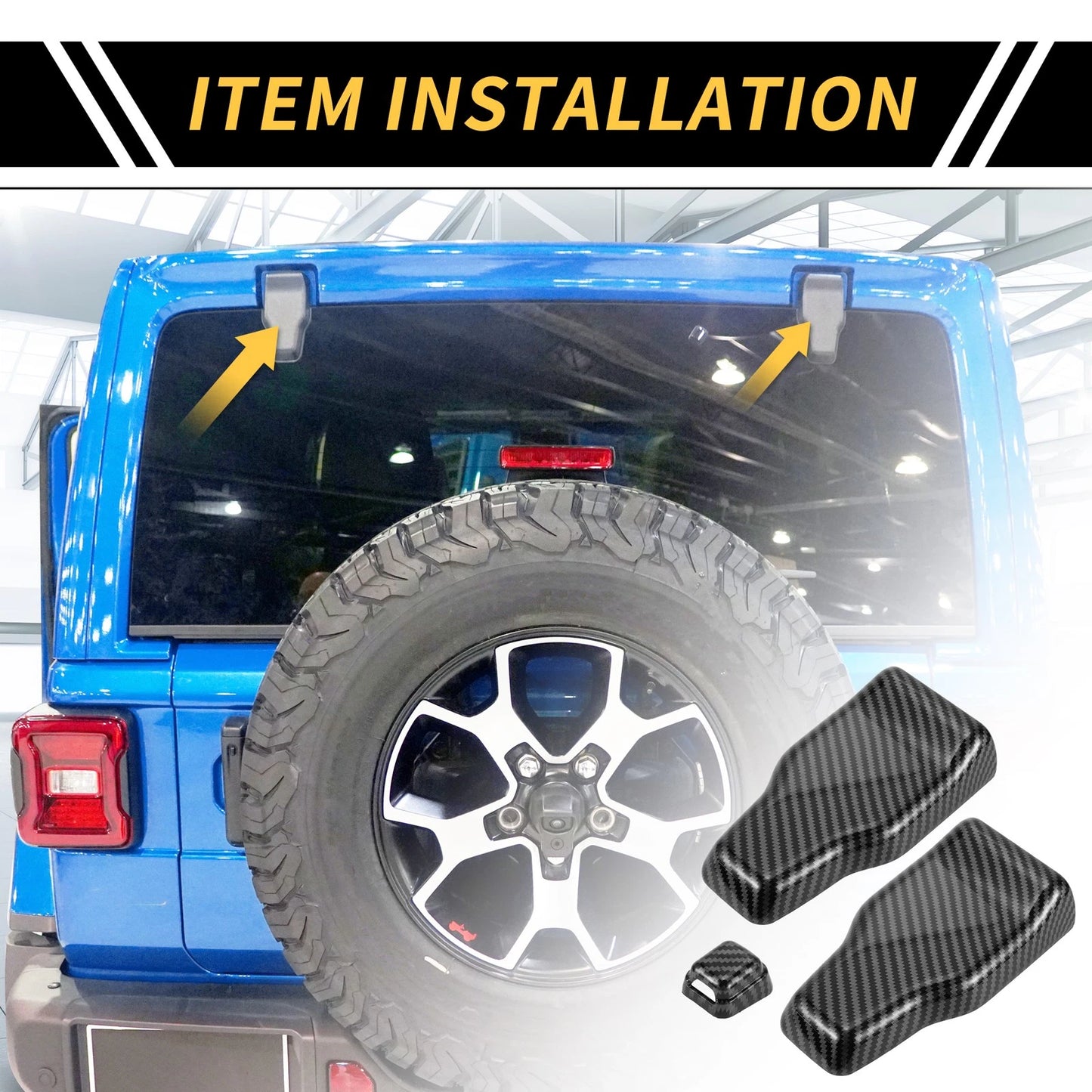 Set of 1 Rear Window Hinge & Nozzle Decor Decals for Jeep (Carbon Fiber)