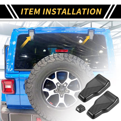 Set of 1 Rear Window Hinge & Nozzle Decor Decals for Jeep (Carbon Fiber)
