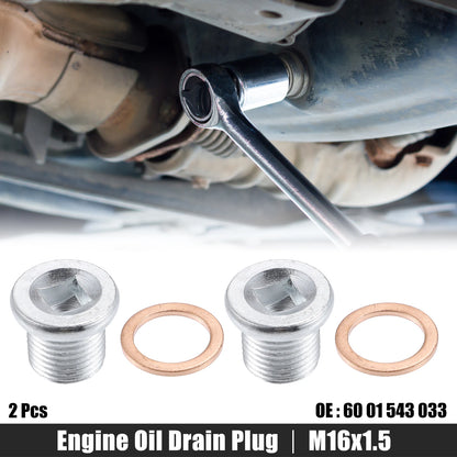 2X M16x1.5 Engine Oil Drain Plug Screw with Gasket for Nissan