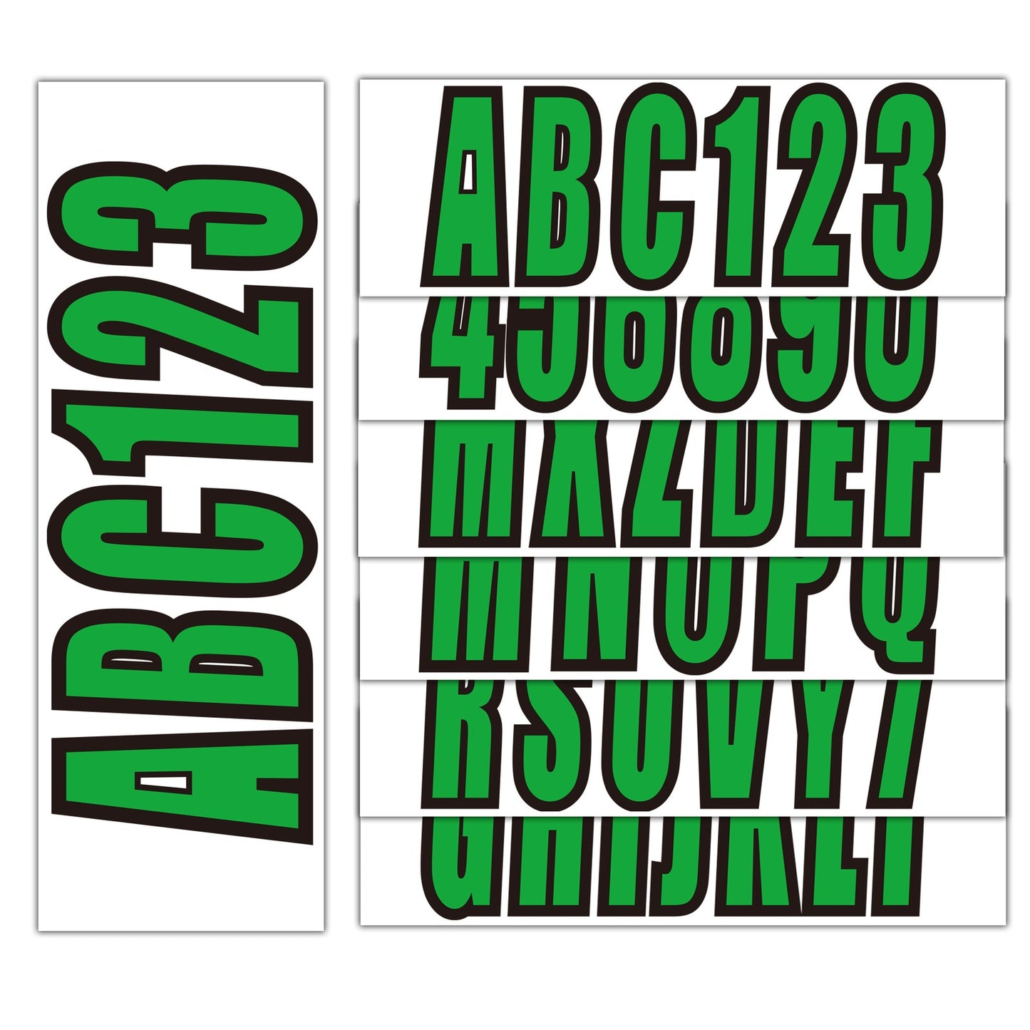 Set of 4 Green Boat Registration Letters and Numbers Decals A-Z & 0-9