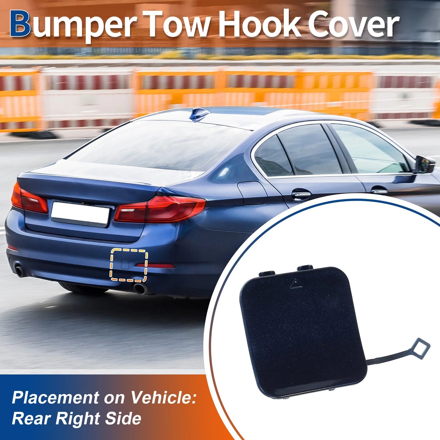 Rear Car Bumper Tow Hook Cover for BMW 530i 540i (2017–2020) No. 51127475589 Tanzanite Blue