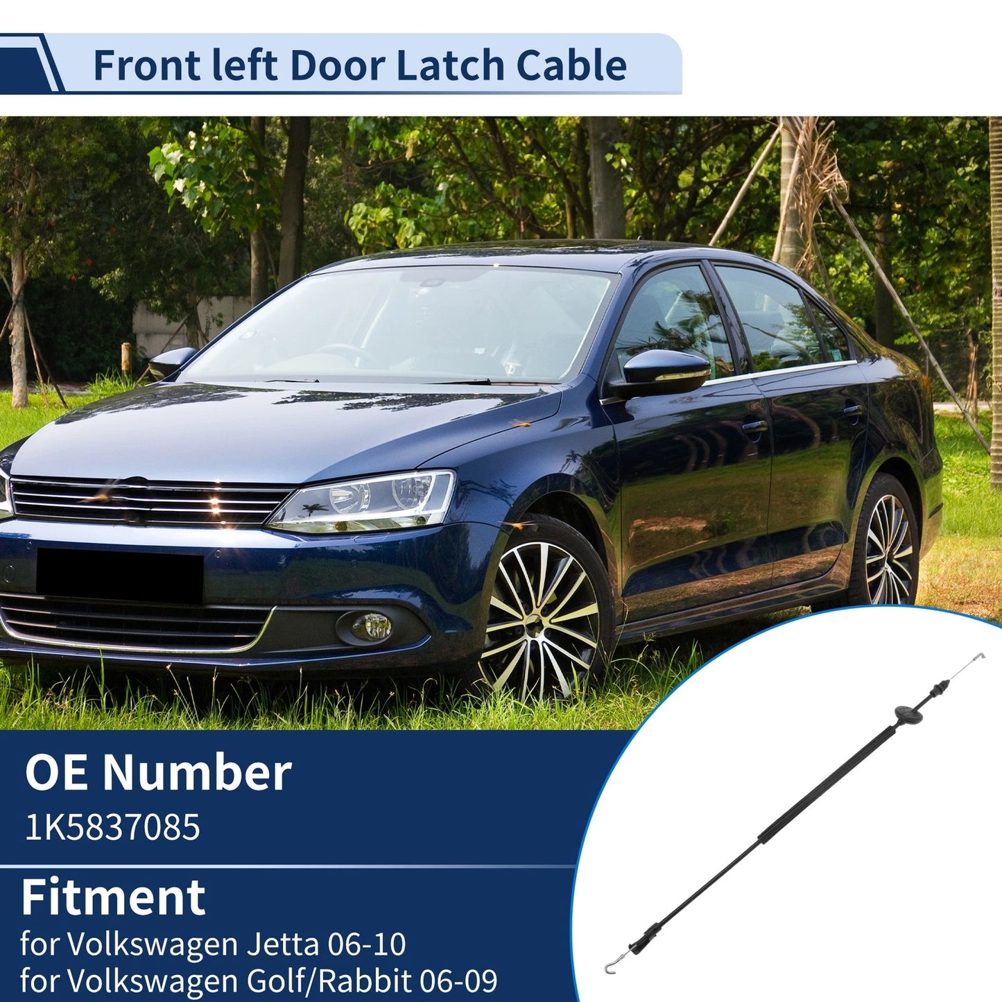 Door Latch Cable No.1K5837085 for Volkswagen Jetta (2005–2010) Front Left