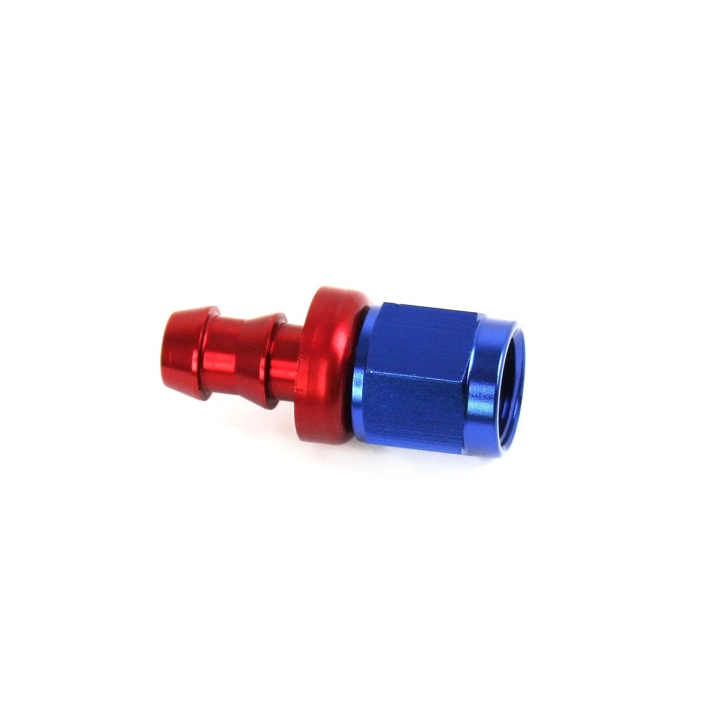 '-6 AN Push Lock Hose End Fitting Straight Red/Blue Anodized Aluminum