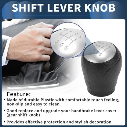 6 Speed Gear Shift Knob for Nissan Juke (2011–2013) Plastic Black Silver Tone