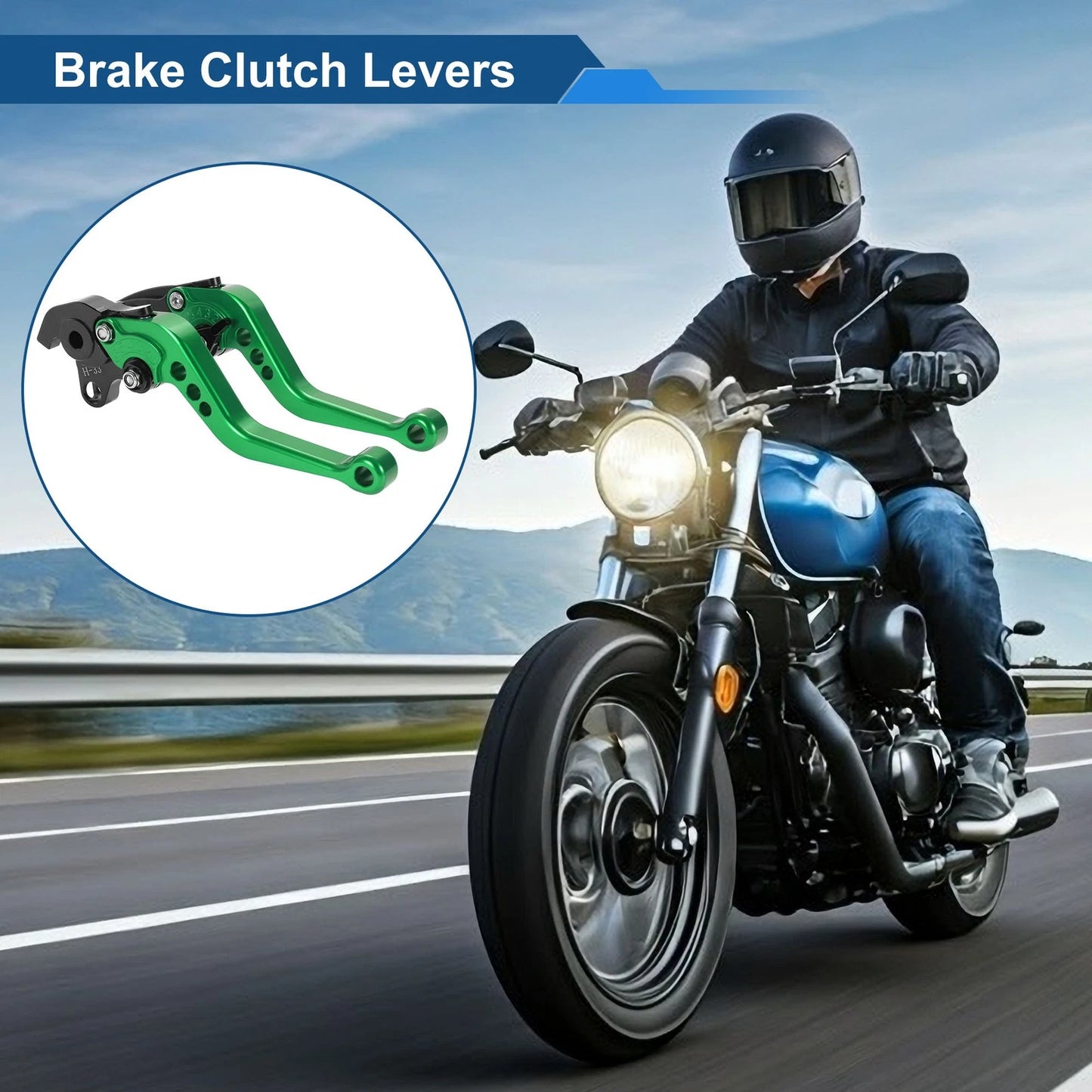 Long Brake Clutch Levers for Honda VFR1200F (2010–2014) Green 1 Pair